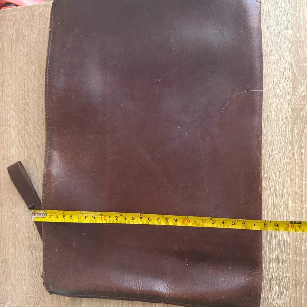 Vintage Leather Brown Zip Document Case Laptop Sleeve Solid Pattern  Double Zip
